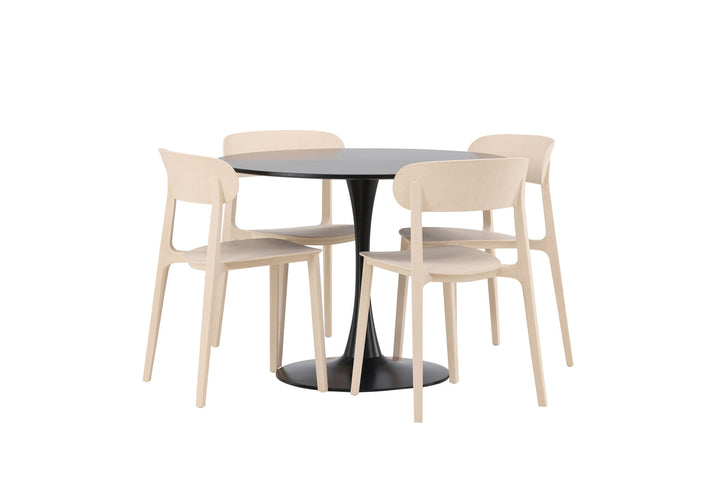 Venture Home Glade Dining Table - Black / Black MDF +Åstol Dining Chair - Nature Wood plastic composite _4
