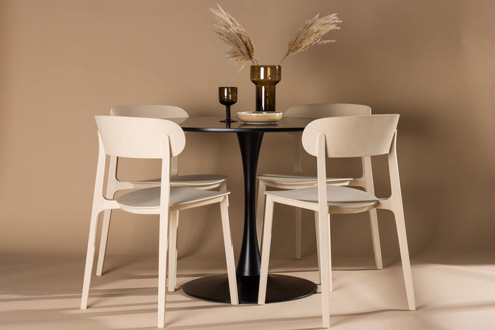 Venture Home Glade Dining Table - Black / Black MDF +Åstol Dining Chair - Nature Wood plastic composite _4