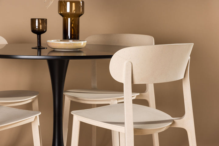 Venture Home Glade Dining Table - Black / Black MDF +Åstol Dining Chair - Nature Wood plastic composite _4