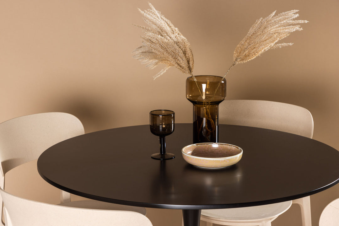 Venture Home Glade Dining Table - Black / Black MDF +Åstol Dining Chair - Nature Wood plastic composite _4