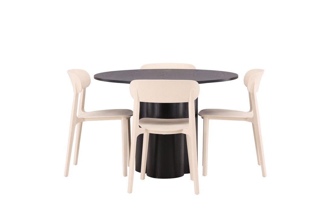 Venture Home OliviaDiningTable-Black/BlackVeneer+ÅstolDiningChair-NatureWoodplasticcomposite_4