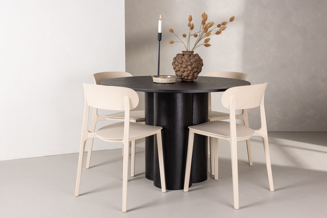 Venture Home OliviaDiningTable-Black/BlackVeneer+ÅstolDiningChair-NatureWoodplasticcomposite_4