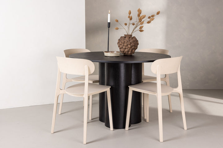 Venture Home OliviaDiningTable-Black/BlackVeneer+ÅstolDiningChair-NatureWoodplasticcomposite_4