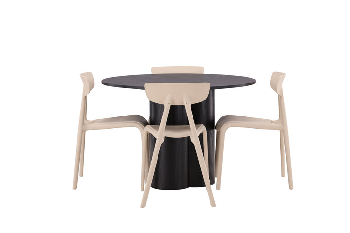Venture Home OliviaDiningTable-Black/BlackVeneer+UrsholmenDiningChair-Nature/beigePolypropylene_4
