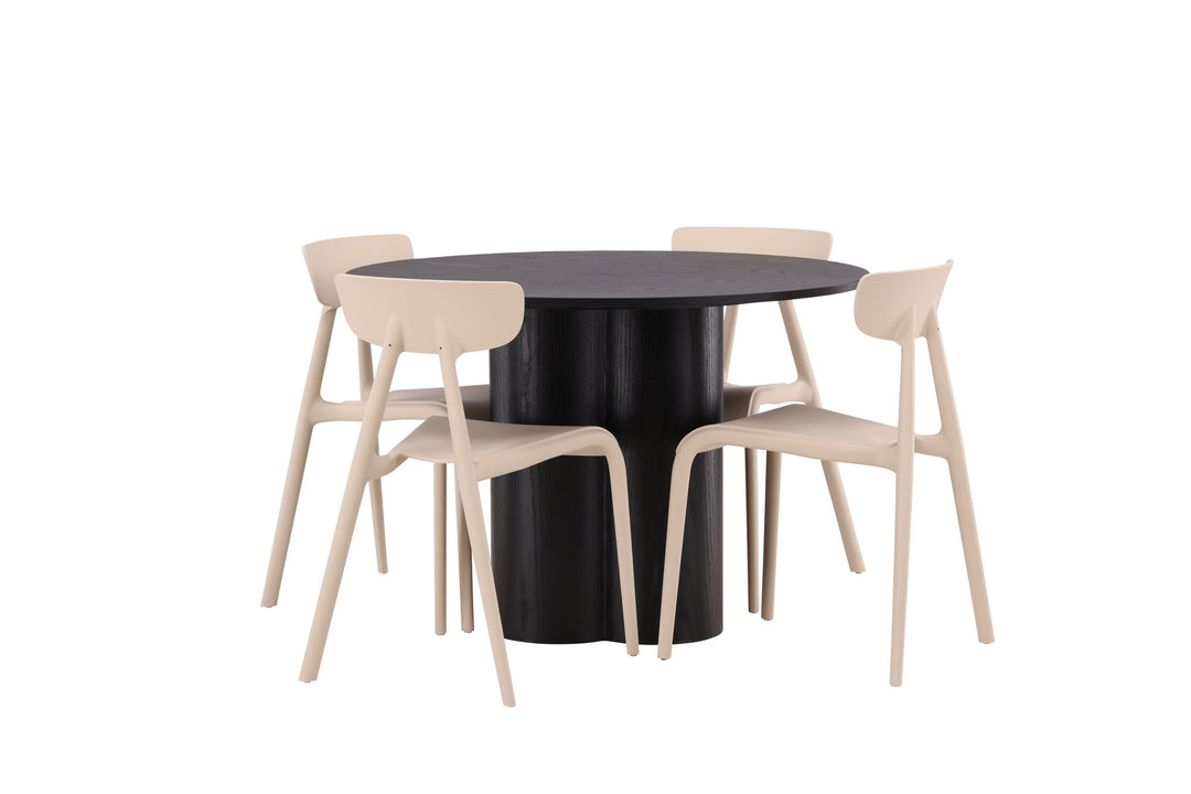 Venture Home OliviaDiningTable-Black/BlackVeneer+UrsholmenDiningChair-Nature/beigePolypropylene_4