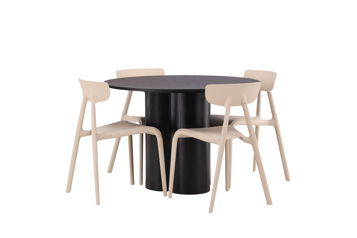 Venture Home OliviaDiningTable-Black/BlackVeneer+UrsholmenDiningChair-Nature/beigePolypropylene_4