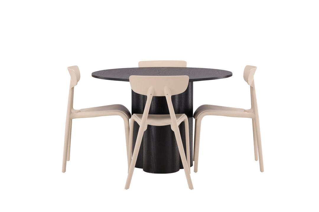 Venture Home OliviaDiningTable-Black/BlackVeneer+UrsholmenDiningChair-Nature/beigePolypropylene_4