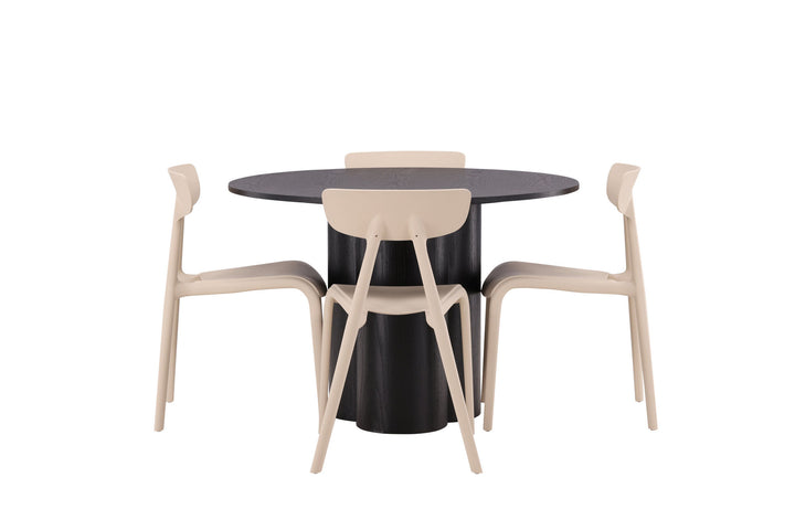 Venture Home OliviaDiningTable-Black/BlackVeneer+UrsholmenDiningChair-Nature/beigePolypropylene_4