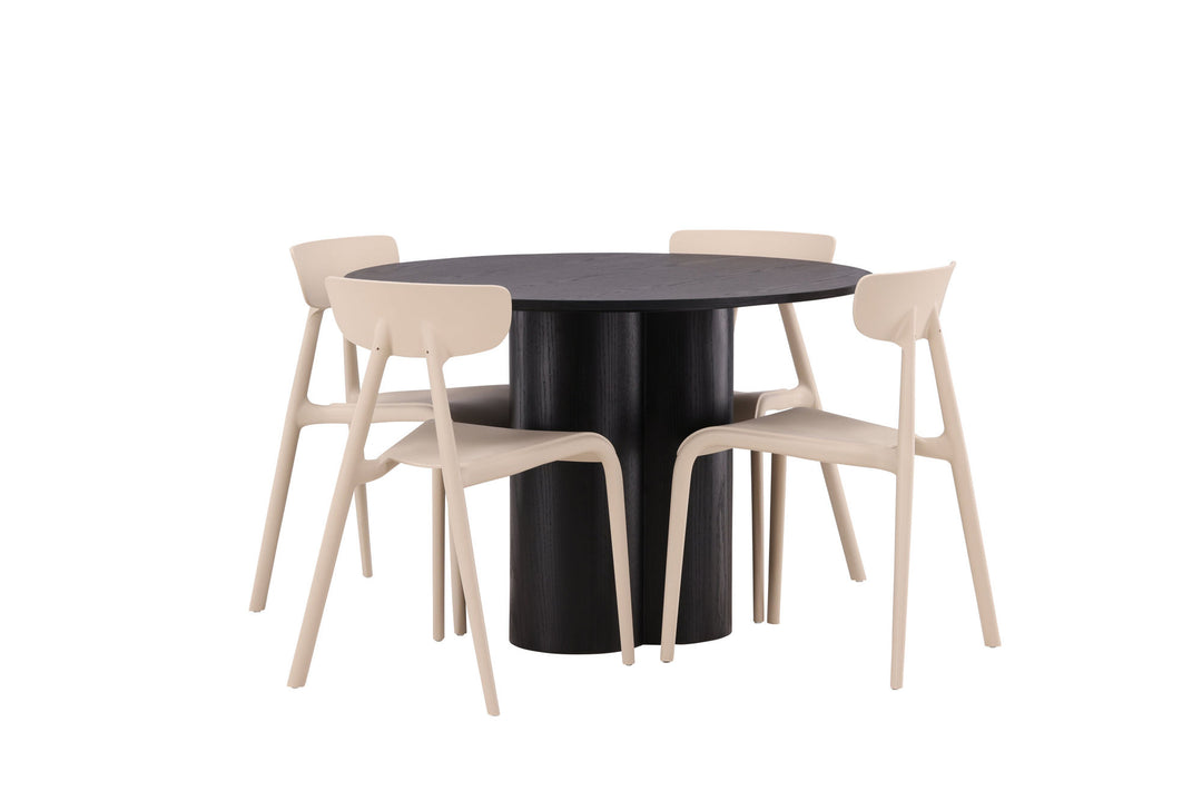 Venture Home OliviaDiningTable-Black/BlackVeneer+UrsholmenDiningChair-Nature/beigePolypropylene_4