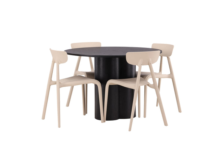 Venture Home OliviaDiningTable-Black/BlackVeneer+UrsholmenDiningChair-Nature/beigePolypropylene_4