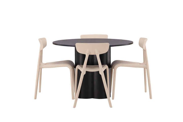 Venture Home OliviaDiningTable-Black/BlackVeneer+UrsholmenDiningChair-Nature/beigePolypropylene_4