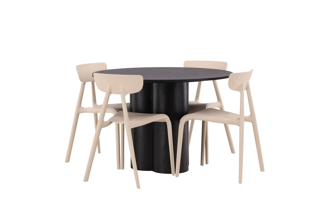 Venture Home OliviaDiningTable-Black/BlackVeneer+UrsholmenDiningChair-Nature/beigePolypropylene_4