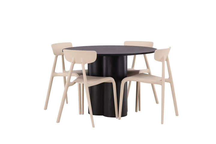 Venture Home OliviaDiningTable-Black/BlackVeneer+UrsholmenDiningChair-Nature/beigePolypropylene_4