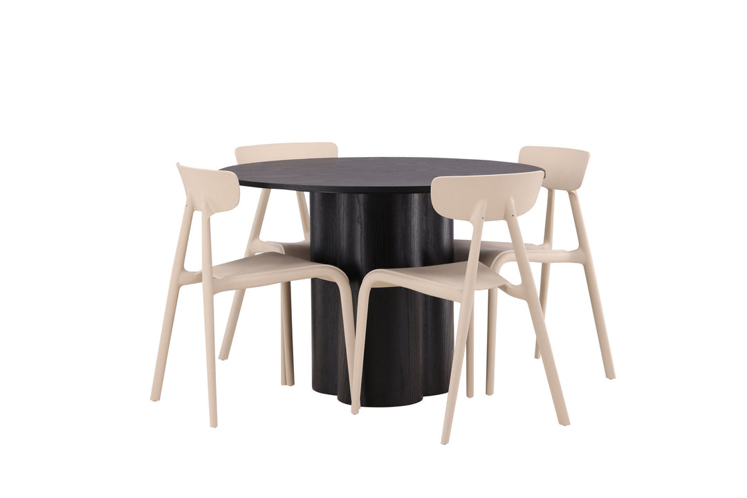 Venture Home OliviaDiningTable-Black/BlackVeneer+UrsholmenDiningChair-Nature/beigePolypropylene_4