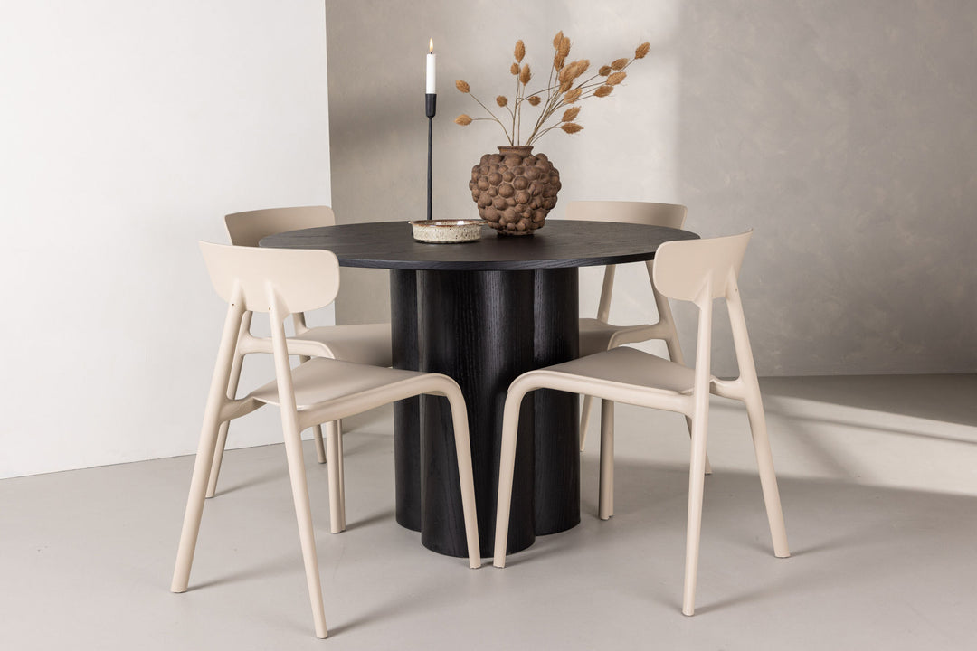 Venture Home OliviaDiningTable-Black/BlackVeneer+UrsholmenDiningChair-Nature/beigePolypropylene_4