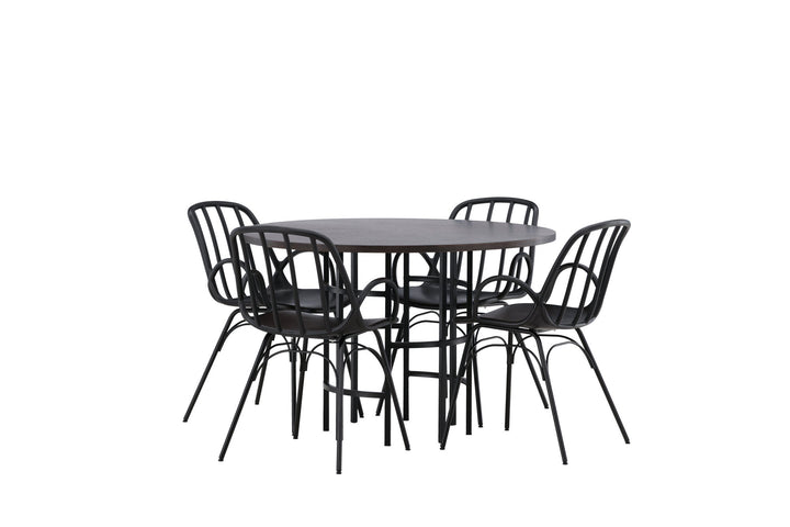 Venture Home Copenhagen Dining Table - Black / Mocca Veneer +Dyrön Dining Chair - Black Polypropylene _4