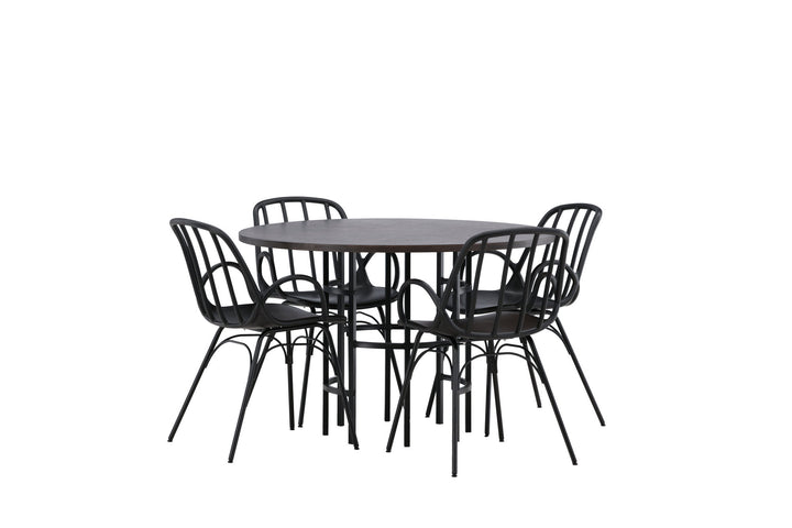Venture Home Copenhagen Dining Table - Black / Mocca Veneer +Dyrön Dining Chair - Black Polypropylene _4