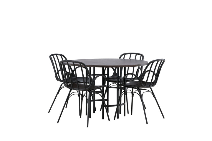 Venture Home Copenhagen Dining Table - Black / Mocca Veneer +Dyrön Dining Chair - Black Polypropylene _4