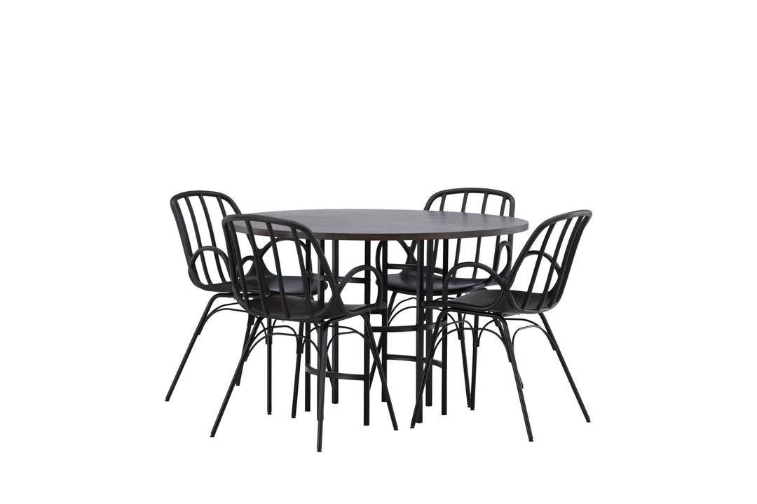 Venture Home Copenhagen Dining Table - Black / Mocca Veneer +Dyrön Dining Chair - Black Polypropylene _4