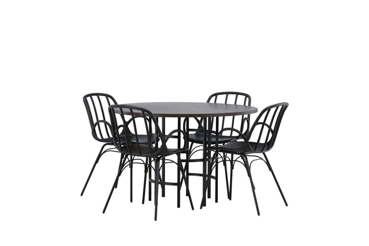 Venture Home Copenhagen Dining Table - Black / Mocca Veneer +Dyrön Dining Chair - Black Polypropylene _4