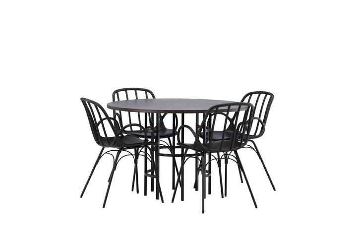 Venture Home Copenhagen Dining Table - Black / Mocca Veneer +Dyrön Dining Chair - Black Polypropylene _4