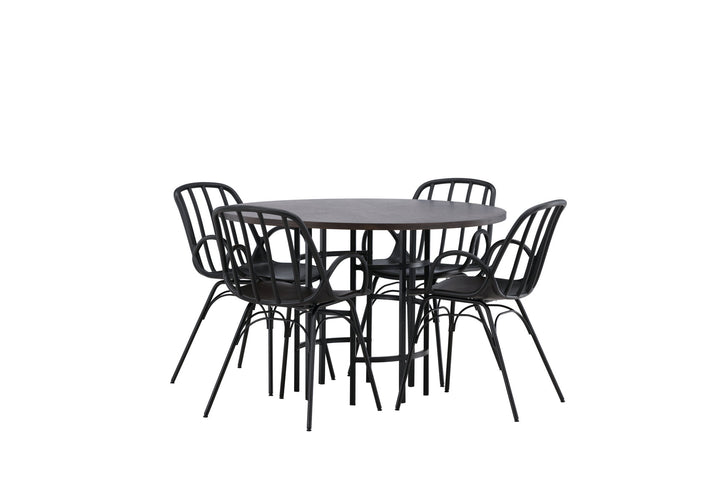 Venture Home Copenhagen Dining Table - Black / Mocca Veneer +Dyrön Dining Chair - Black Polypropylene _4