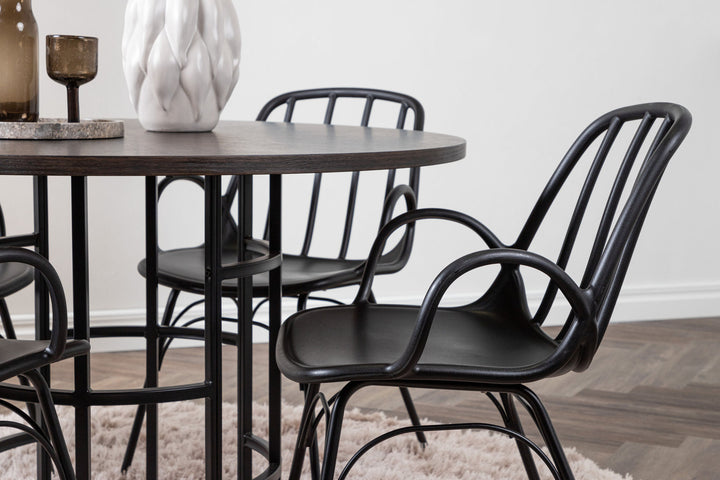 Venture Home Copenhagen Dining Table - Black / Mocca Veneer +Dyrön Dining Chair - Black Polypropylene _4