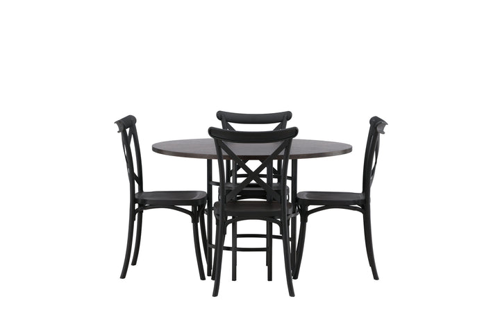 Venture Home Copenhagen Dining Table - Black / Mocca Veneer +Crosett Dining Chair - Matte Black / Matte Black Plastic _4