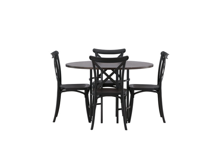 Venture Home Copenhagen Dining Table - Black / Mocca Veneer +Crosett Dining Chair - Matte Black / Matte Black Plastic _4