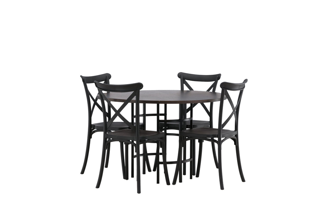 Venture Home Copenhagen Dining Table - Black / Mocca Veneer +Crosett Dining Chair - Matte Black / Matte Black Plastic _4
