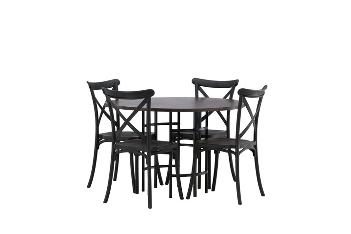 Venture Home Copenhagen Dining Table - Black / Mocca Veneer +Crosett Dining Chair - Matte Black / Matte Black Plastic _4