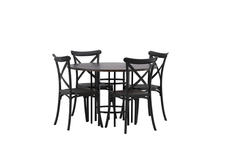 Venture Home Copenhagen Dining Table - Black / Mocca Veneer +Crosett Dining Chair - Matte Black / Matte Black Plastic _4