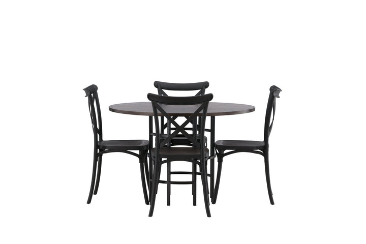 Venture Home Copenhagen Dining Table - Black / Mocca Veneer +Crosett Dining Chair - Matte Black / Matte Black Plastic _4