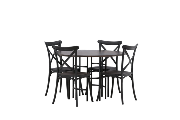 Venture Home Copenhagen Dining Table - Black / Mocca Veneer +Crosett Dining Chair - Matte Black / Matte Black Plastic _4