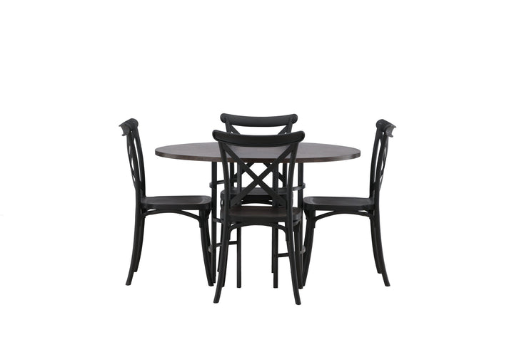 Venture Home Copenhagen Dining Table - Black / Mocca Veneer +Crosett Dining Chair - Matte Black / Matte Black Plastic _4