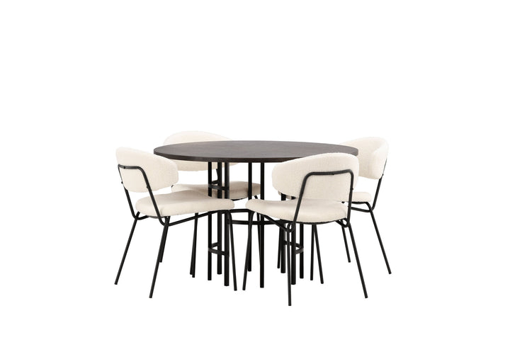 Venture Home Copenhagen Dining Table - Black / Mocca Veneer +Chico Dining Chair - Black / White Boucle _4