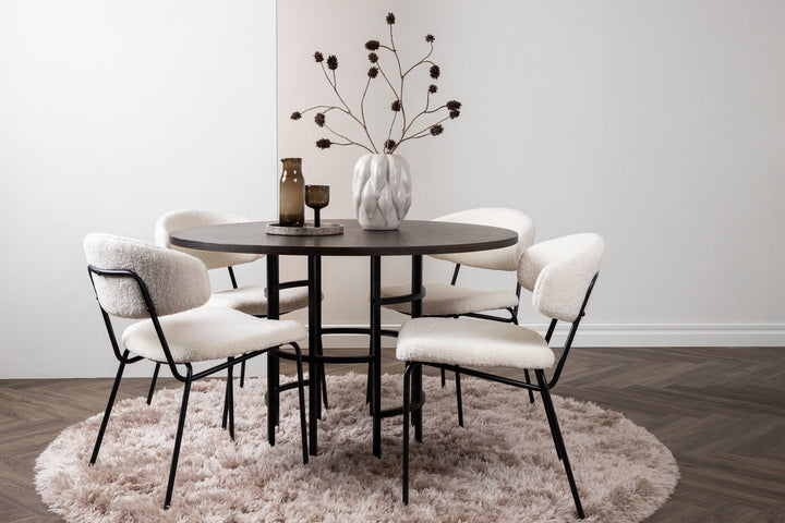 Venture Home Copenhagen Dining Table - Black / Mocca Veneer +Chico Dining Chair - Black / White Boucle _4