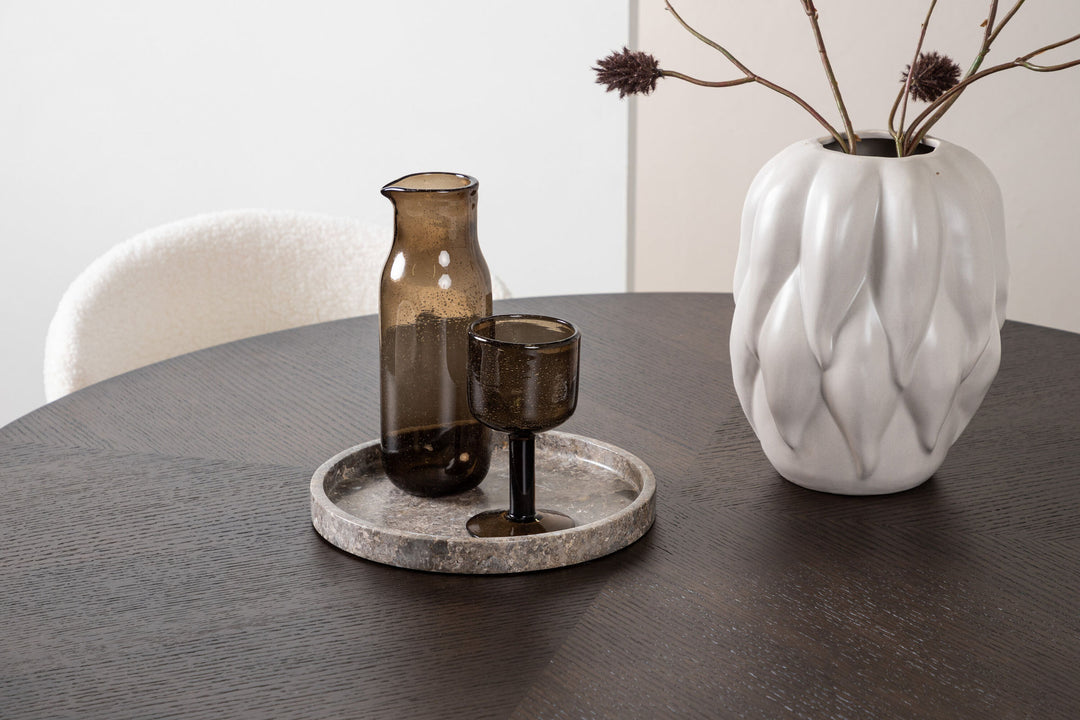 Venture Home Copenhagen Dining Table - Black / Mocca Veneer +Chico Dining Chair - Black / White Boucle _4