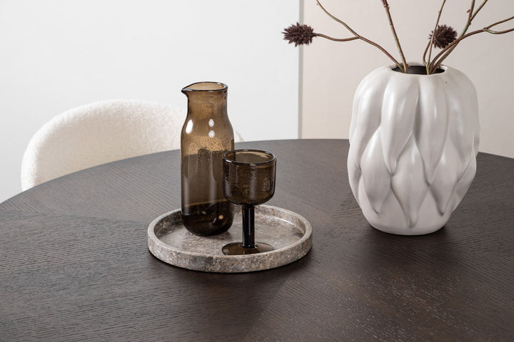 Venture Home Copenhagen Dining Table - Black / Mocca Veneer +Chico Dining Chair - Black / White Boucle _4