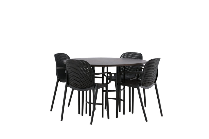 Venture Home Copenhagen Dining Table - Black / Mocca Veneer +Baltimore Dining Chair - Black / Black Plastic _4