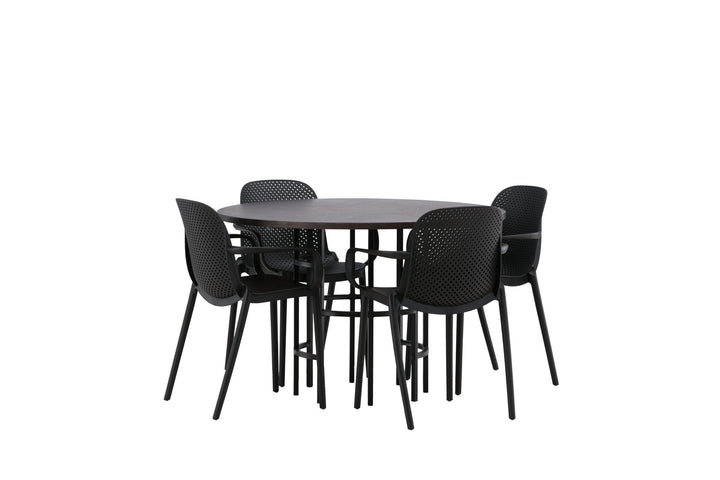 Venture Home Copenhagen Dining Table - Black / Mocca Veneer +Baltimore Dining Chair - Black / Black Plastic _4