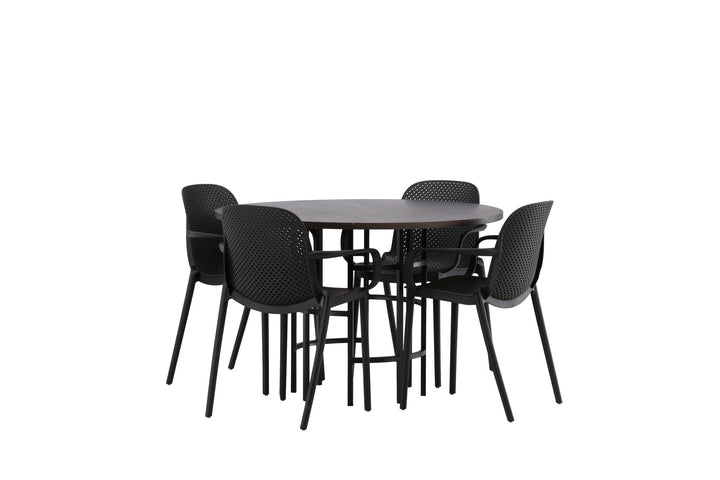 Venture Home Copenhagen Dining Table - Black / Mocca Veneer +Baltimore Dining Chair - Black / Black Plastic _4