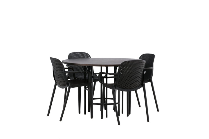 Venture Home Copenhagen Dining Table - Black / Mocca Veneer +Baltimore Dining Chair - Black / Black Plastic _4