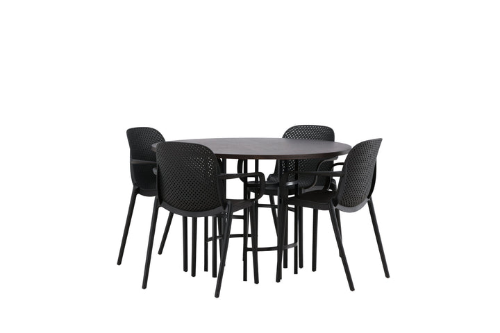 Venture Home Copenhagen Dining Table - Black / Mocca Veneer +Baltimore Dining Chair - Black / Black Plastic _4