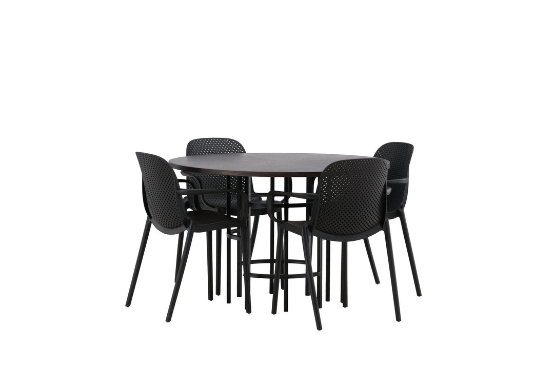 Venture Home Copenhagen Dining Table - Black / Mocca Veneer +Baltimore Dining Chair - Black / Black Plastic _4
