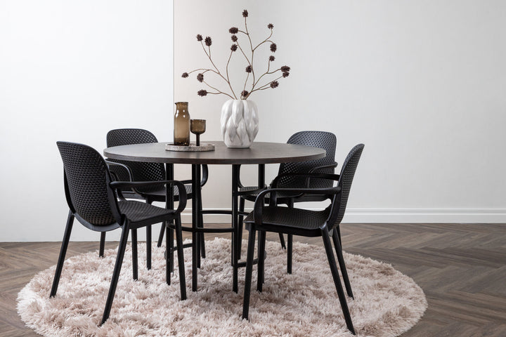 Venture Home Copenhagen Dining Table - Black / Mocca Veneer +Baltimore Dining Chair - Black / Black Plastic _4