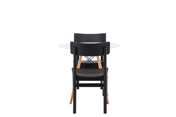 Venture Home Danburi Dining Table - Woodlook / Woodlook MDF +Montros Dining Chair - Natural / Natural Rubberwood _2