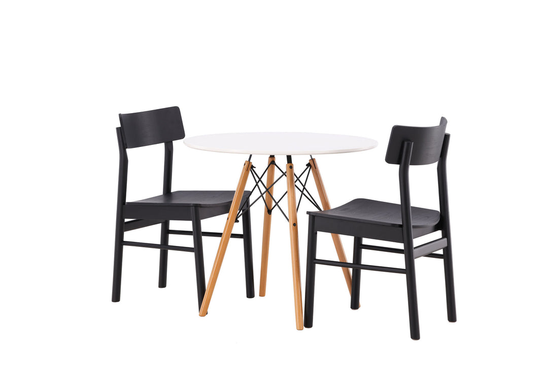 Venture Home Danburi Dining Table - Woodlook / Woodlook MDF +Montros Dining Chair - Natural / Natural Rubberwood _2