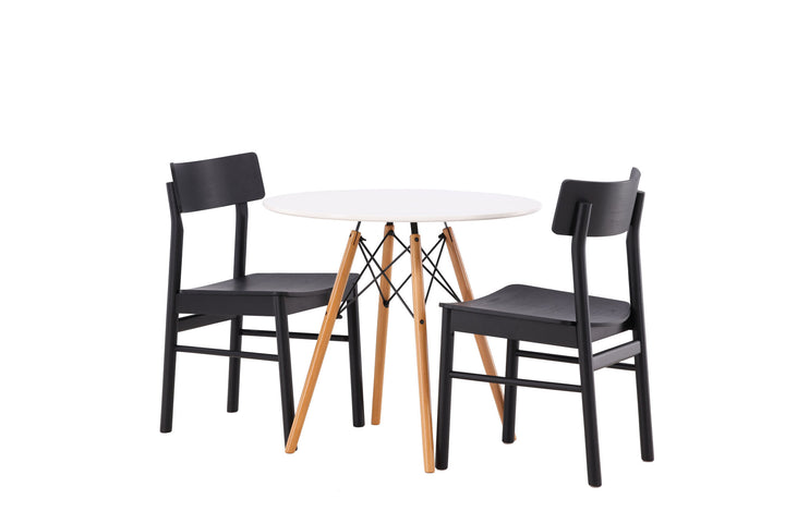 Venture Home Danburi Dining Table - Woodlook / Woodlook MDF +Montros Dining Chair - Natural / Natural Rubberwood _2
