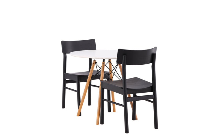 Venture Home Danburi Dining Table - Woodlook / Woodlook MDF +Montros Dining Chair - Natural / Natural Rubberwood _2
